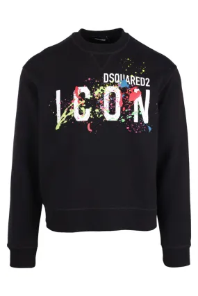 Sudadera negra con logo icon splash multicolor