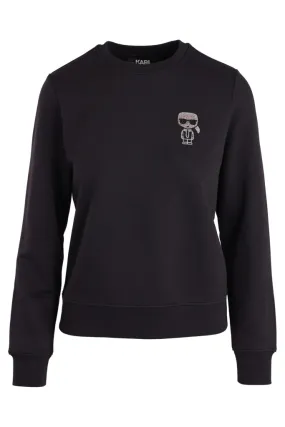 Sudadera negra con logo mini karl en strass