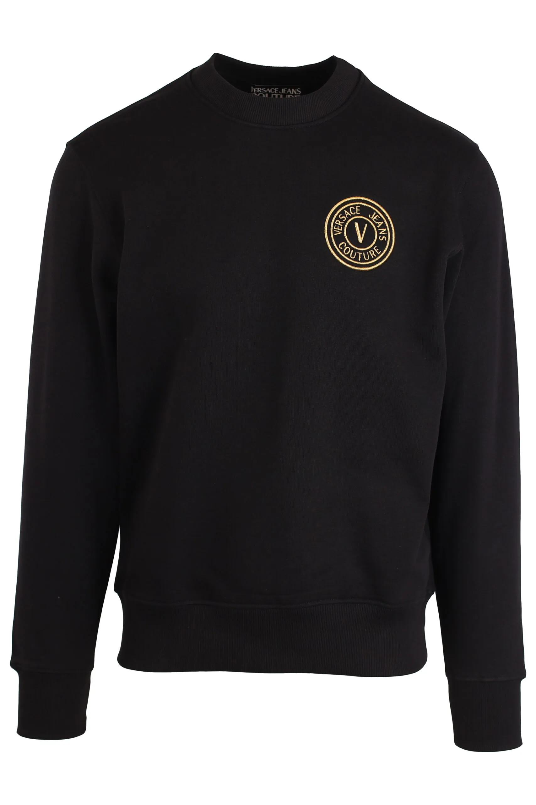 Sudadera negra con logo redondo dorado pequeño