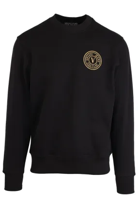 Sudadera negra con logo redondo dorado pequeño