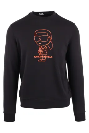 Sudadera negra con maxilogo karl en silueta naranja