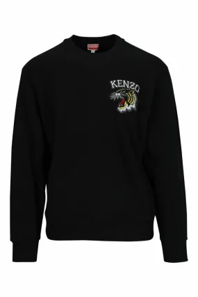 Sudadera negra oversize logo pequeño tigre relieve