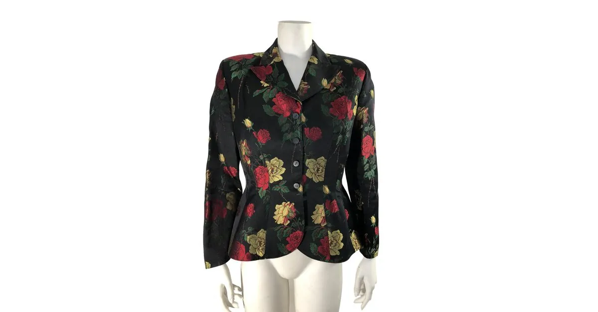 Thierry Mugler Chaqueta con motivos florales Negro Multicolor 