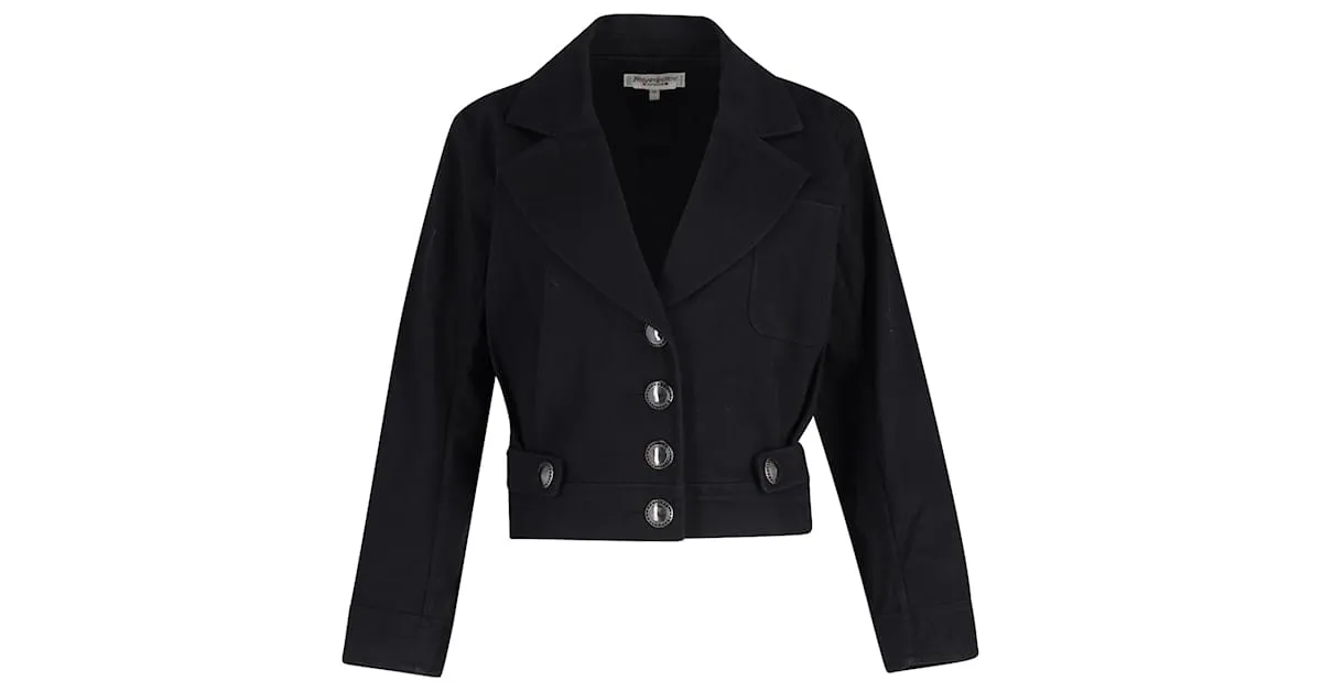 Yves Saint Laurent Chaqueta corta Rive Gauche de algodón negro 