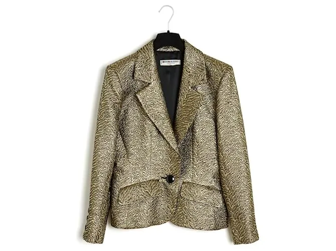 Yves Saint Laurent SAN LORENZO 86UN CONJUNTO ES40 CHAQUETA FALDA SEDA DORADA Dorado 